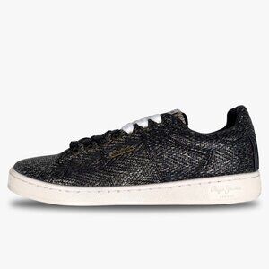 NEW PEPE JEANS WOMEN'S TRAINERS BLACK METALLIC